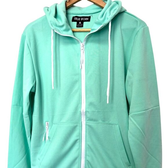NWT Unisex True Born Full Zip Track Jacket Hoodie Men's S Women's M Great Mint - Picture 5 of 5